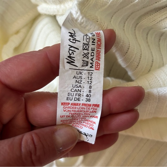 Nasty Gal Rib Cream Wide Leg Trousers - Picture 8 of 9